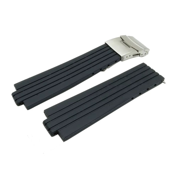 10mm Black Rubber Watch Band Strap - Pulsar PXH383 PF3505 - 7T62-X133 VX42-X124