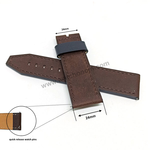 Fits/For Fossil ME3127 Nate - 24mm Vintage Brown Genuine Leather Replacement Watch Band Strap Belt