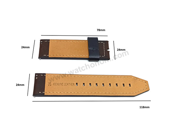 Fossil JR1487 , JR1390 , JR1424 , JR1475 - Nate Fits with 24mm Vintage Brown Genuine Leather Replacement Watch Band Strap