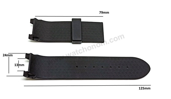 Fits/For Cerruti 1881 CRA061E222C , CRA051C224H - 24mm Black Rubber/Silicone Replacement Watch Strap Band