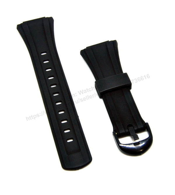Fits/For Casio Data Bank DB-E30 - 16mm Black Rubber Replacement Watch Band Strap Belt