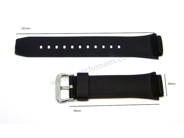 Fits/For Casio Edifice EFA-131PB , EFA-131RBSP - 20mm Black Rubber Replacement Watch Strap Band Belt