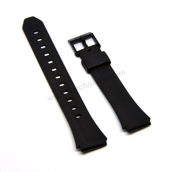 Fits/For Casio F-201W , F-201WA , F-201WAM - 18mm Black Rubber Silicone Watch Band Strap Belt
