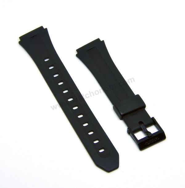 Fits/For Casio F-201W , F-201WA , F-201WAM - 18mm Black Rubber Silicone Watch Band Strap Belt