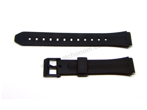 Fits/For Casio F-201W , F-201WA , F-201WAM - 18mm Black Rubber Silicone Watch Band Strap Belt