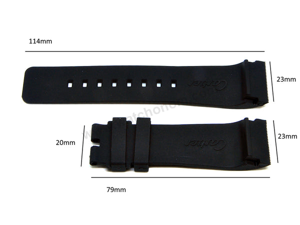 Fits/for Cartier Santos - 23mm Black Rubber / Silicone Replacement Watch Strap Band Belt
