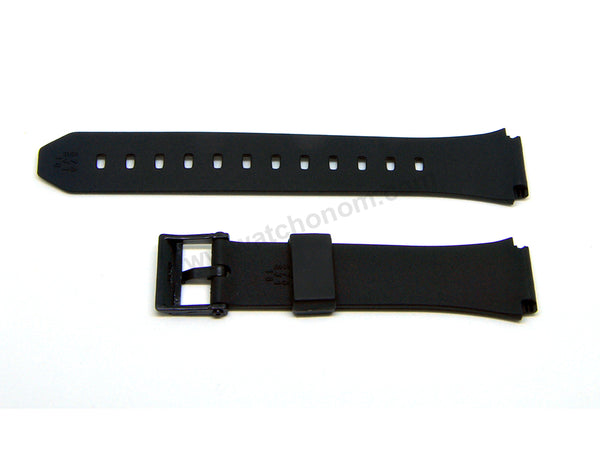 Fits/For Casio F-201W , F-201WA , F-201WAM - 18mm Black Rubber Silicone Watch Band Strap Belt