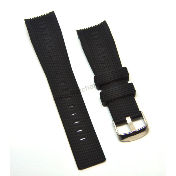24mm Black Rubber Watch Band Strap (with Buckle) - Compatible for Tag Heuer SLS Mercedes