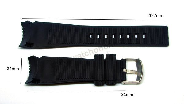 24mm Black Rubber Watch Band Strap (with Buckle) - Compatible for Tag Heuer SLS Mercedes