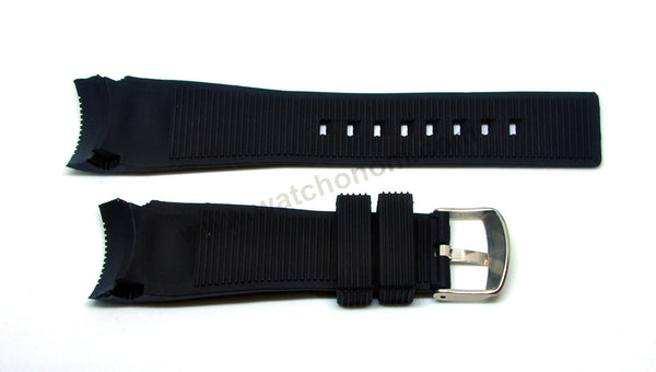 24mm Black Rubber Watch Band Strap (with Buckle) - Compatible for Tag Heuer SLS Mercedes