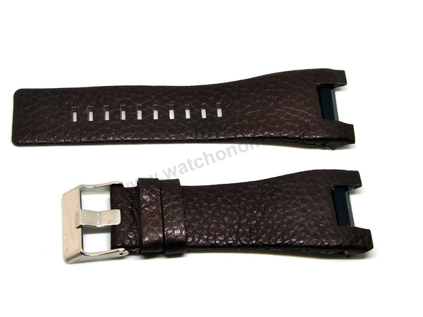 Fits/For Diesel Bugout DZ1273 , DZ1216 , DZ4246 - 32mm Dark Brown Genuine Leather Replacement Watch Band Strap