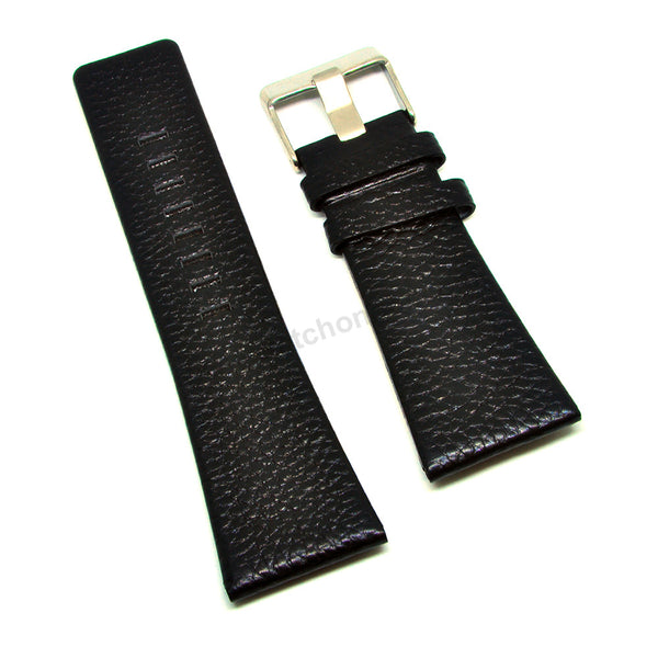 Fits/For Diesel DZ1308 Time 3 hands - 30mm Black Genuine Leather Replacement Watch Strap Band Belt