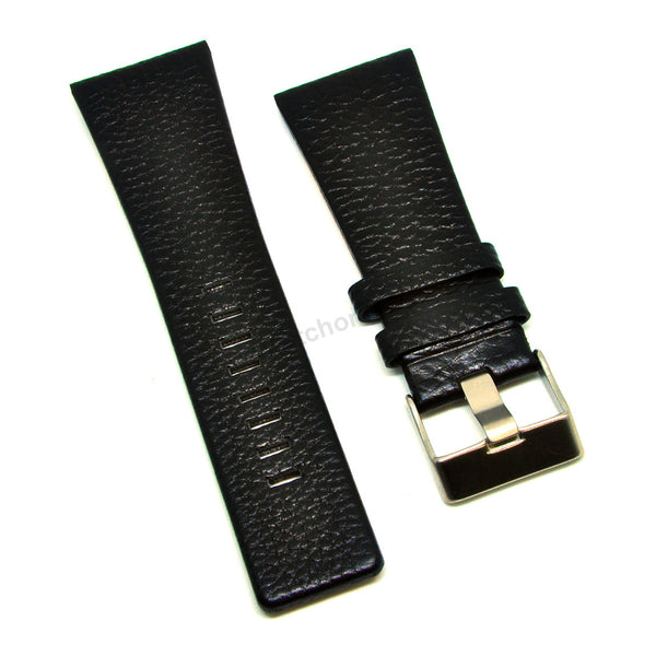 Fits/For Diesel DZ1308 Time 3 hands - 30mm Black Genuine Leather Replacement Watch Strap Band Belt