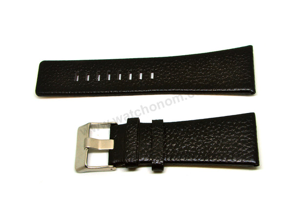 Fits/For Diesel DZ1308 Time 3 hands - 30mm Black Genuine Leather Replacement Watch Strap Band Belt