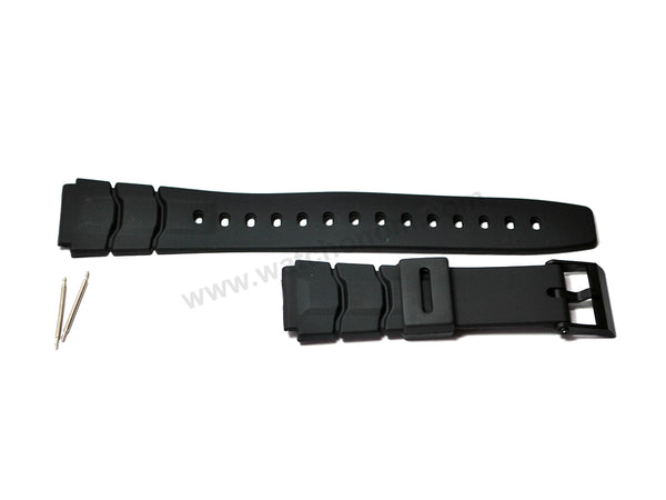 Fits/For Casio ALT-6000 , ALT-6100 , AQ-10 - Black Rubber Replacement Watch Band Strap Belt
