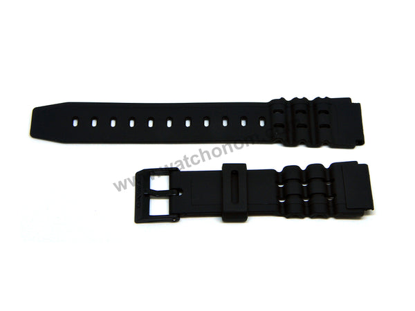 Fits/For Casio W-87H , W-88H , W-727H , W-731H - Black Rubber 19mm Replacement Watch Band Strap