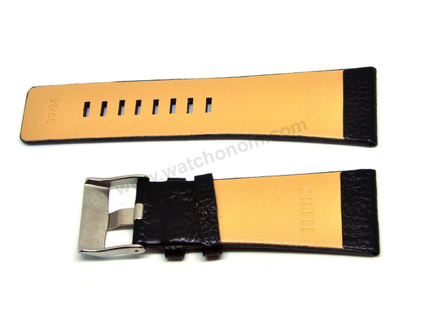 Fits/For Diesel DZ1308 Time 3 hands - 30mm Black Genuine Leather Replacement Watch Strap Band Belt