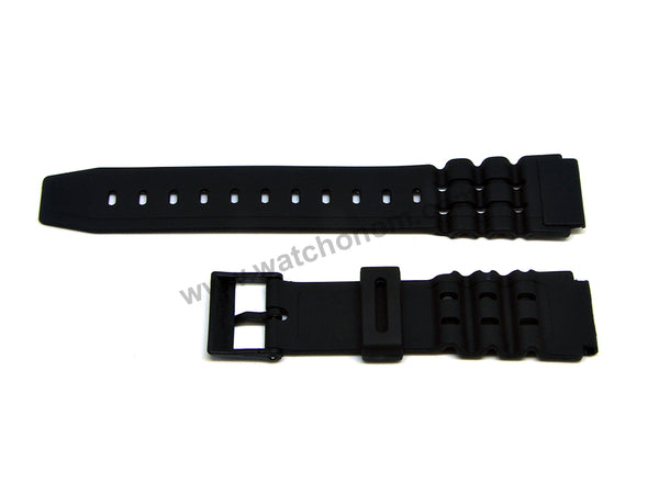Fits/For Casio W-87H , W-88H , W-727H , W-731H - Black Rubber 19mm Replacement Watch Band Strap