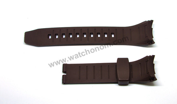 26mm Brown Rubber Curved end Watch Band Strap Compatible For Seiko Lord Chronograph 7T04-0AT0 - SPC248P1 , SPC246P1