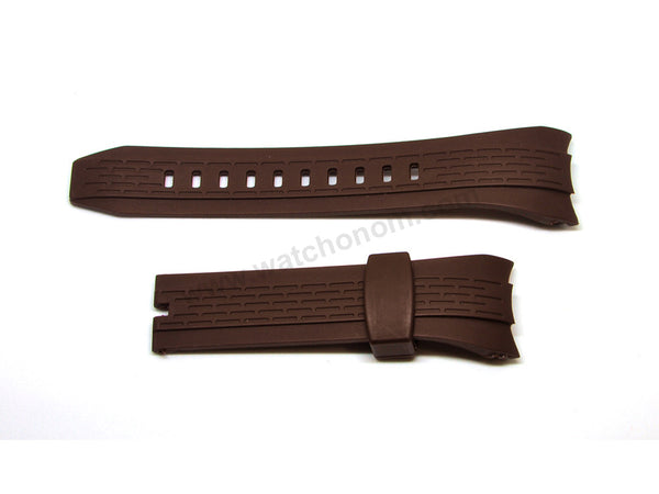 Fits/For Seiko Lord Chronograph 7T04-0AP0 - SPC194P1 , SPC196P1 - 26mm Brown Rubber Replacement Curved End Watch Strap
