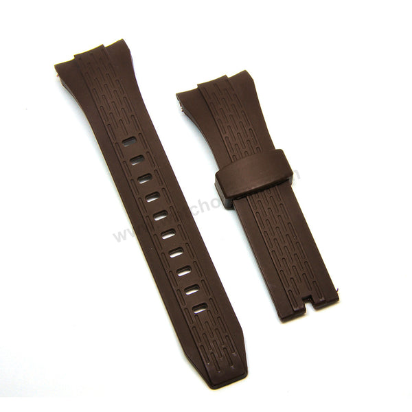 Fits/For Seiko Lord Chronograph 7T04-0AP0 - SPC194P1 , SPC196P1 - 26mm Brown Rubber Replacement Curved End Watch Strap