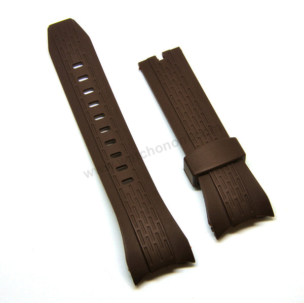 Fits/For Seiko Lord Chronograph 7T04-0AP0 - SPC194P1 , SPC196P1 - 26mm Brown Rubber Replacement Curved End Watch Strap
