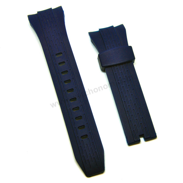 Fits/For Seiko Lord Chronograph 7T04-0AT0 - SPC238P1 - 26mm Navy Blue Rubber Replacement Curved End Watch Strap