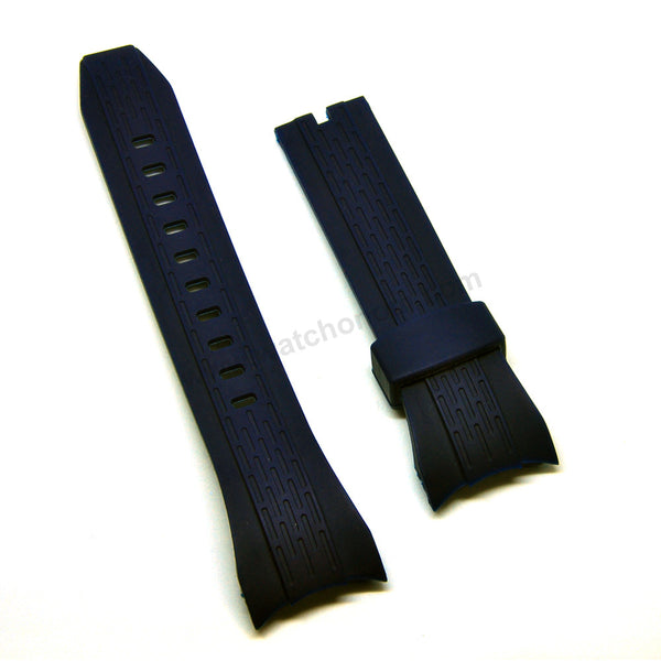 Fits/For Seiko Lord Chronograph 7T04-0AT0 - SPC238P1 - 26mm Navy Blue Rubber Replacement Curved End Watch Strap