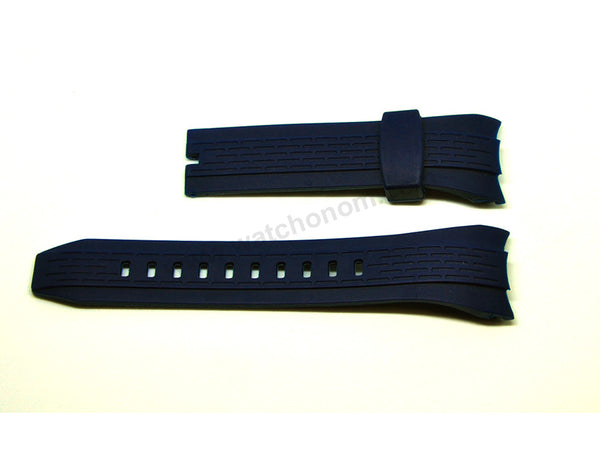 Fits/For Seiko Lord Chronograph 7T04-0AT0 - SPC238P1 - 26mm Navy Blue Rubber Replacement Curved End Watch Strap