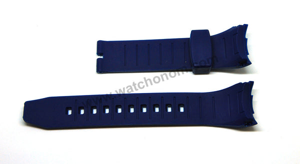 26mm Navy Blue Rubber Curved end Watch Band Strap Compatible For Seiko Lord Chronograph 7T04-0AF0 - SPC158P1