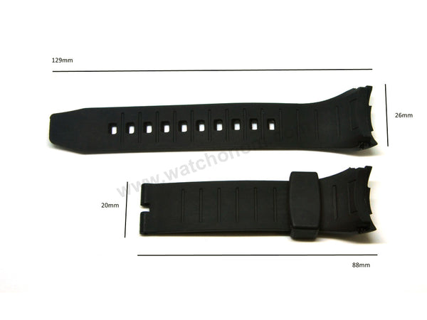 Fits/For Seiko Lord Chronograph 7T62-0HT0 - SNAB99P1 , SNAC01P1 - 26mm Black Rubber Replacement Curved End Watch Strap
