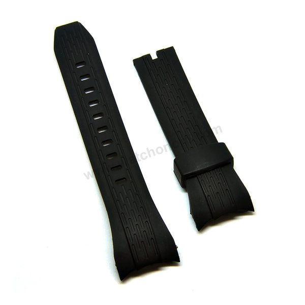 Fits/For Seiko Lord Chronograph 7T62-0HT0 - SNAB99P1 , SNAC01P1 - 26mm Black Rubber Replacement Curved End Watch Strap