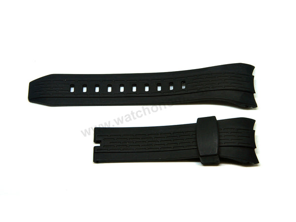 Fits/For Seiko Lord Chronograph 7T62-0HT0 - SNAB99P1 , SNAC01P1 - 26mm Black Rubber Replacement Curved End Watch Strap