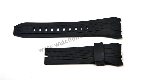 26mm Black Rubber Curved end Watch Band Strap Compatible For Seiko Lord Chronograph 7T92-0PK0 - SNDE67P1 , SNDE78P1 , SNDE81P1