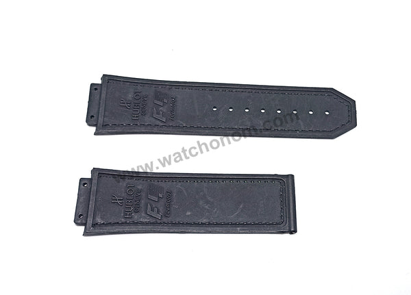 19mm Black Rubber Green Stitch Replacement Watch Band Strap Compatible Hublot King Power F1 Formula 48mm