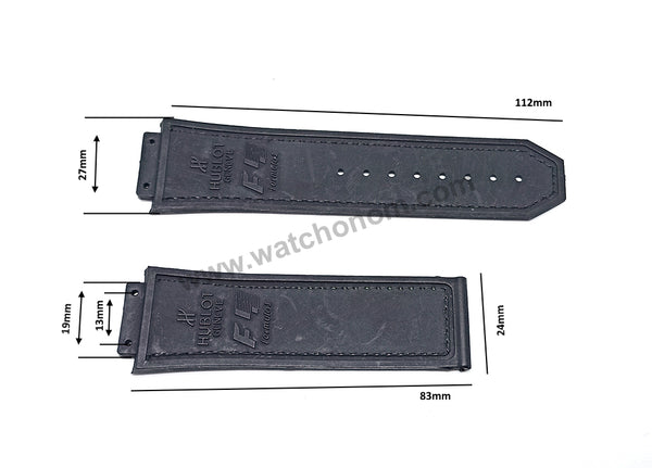 19mm Black Rubber Green Stitch Replacement Watch Band Strap Compatible Hublot King Power F1 Formula 48mm