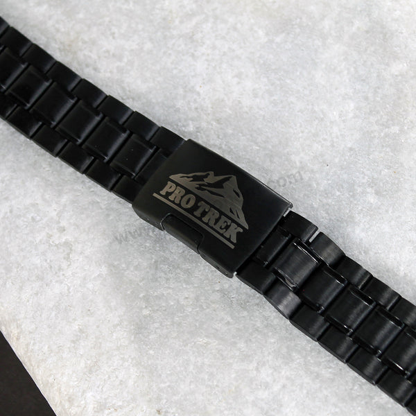 Fits/For Casio Protrek PRG-600 , PRG-600Y , PRG-650Y , PRW-6600 - Black Stainless Steel - Metal Replacement Watch Bracelet Band Strap Belt