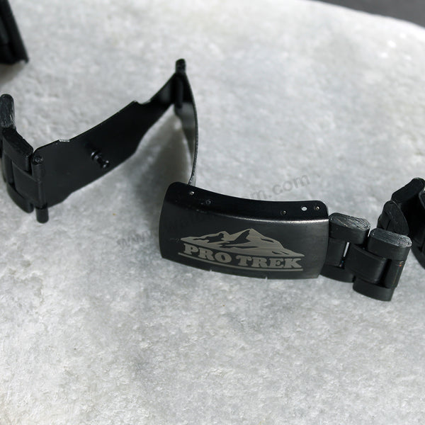 Fits/For Casio Protrek PRG-600 , PRG-600Y , PRG-650Y , PRW-6600 - Black Stainless Steel - Metal Replacement Watch Bracelet Band Strap Belt