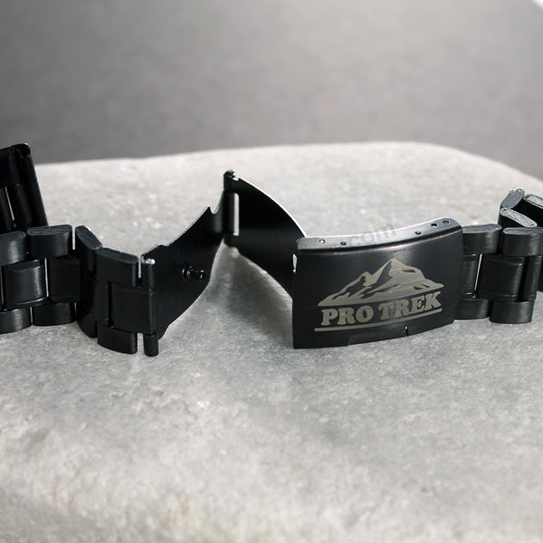 Fits/For Casio Protrek PRG-600 , PRG-600Y , PRG-650Y , PRW-6600 - Black Stainless Steel - Metal Replacement Watch Bracelet Band Strap Belt