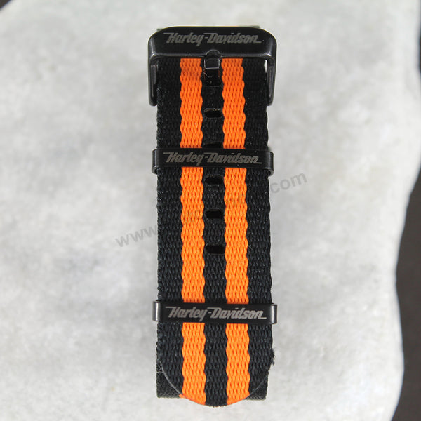 Harley Davidson Flag Colours Inspired 22mm Black - Orange Nylon Textile Knit Replacement Nato Watch Band Strap Bangle