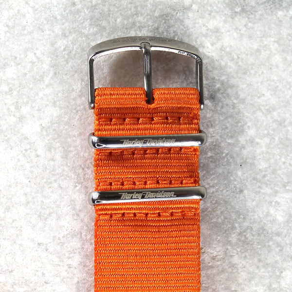 Harley Davidson Flag Colours Inspired 22mm Black - Orange Nylon Textile Knit Replacement Nato Watch Band Strap Bangle