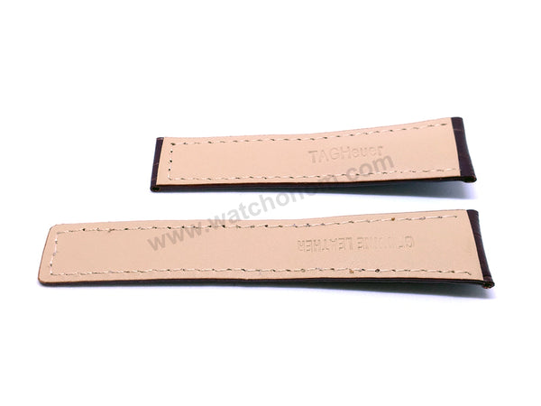Fits/for Tag Heuer Monaco CAW211* , CW211* - 22mmx18mm Bright Brown Genuine Leather FC6178 Replacement Watch Strap Band