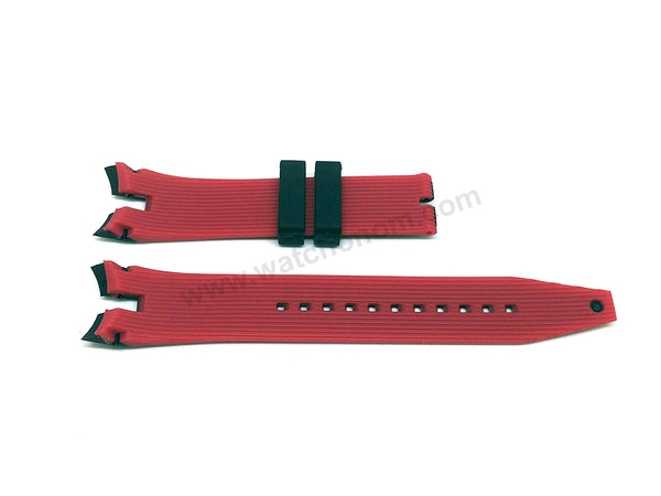 Fits/For Seiko Sportura Barcelona 7T62-0LC0 - SNAE93P1 - Black with Red Line Rubber Replacement Watch Strap Band Belt