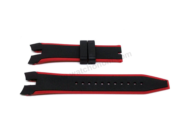 Fits/For Seiko Sportura Barcelona 7T62-0LC0 - SNAE93P1 - Black with Red Line Rubber Replacement Watch Strap Band Belt