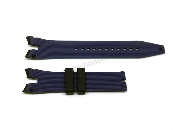 Fits/For Seiko Sportura 7T62-0LC0 - SNAE91 , SNAE91P1 - Black with Blue Line Rubber Replacement Watch Strap Band Belt