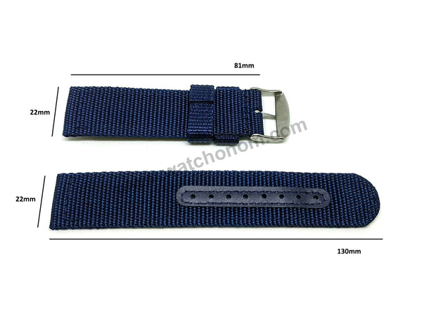 Seiko 5 - 7S36-03J0 - SNZG11K1 , SNZG11J1 - Fits with 22mm Blue Nylon Knit Replacement Watch Band Strap