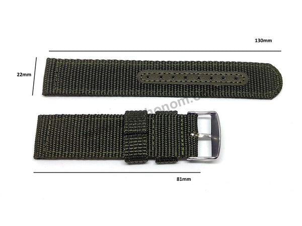 Seiko 5 - 7T94-0BL0 - SNN239P1 - Fits with 22mm Green Nylon Knit Replacement Watch Band Strap