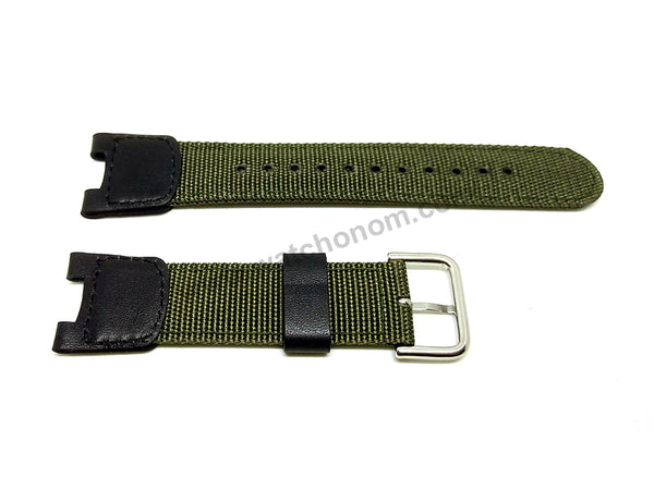 Fits/For Casio PAS-400B , PAS-410B , PRS-400B Protrek Fishing Gear - Green Nylon Textile Knit Replacement Watch Band / Strap Belt