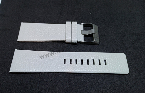 Fits/For Diesel DZ1405 , DZ1476 Master Chief - 27mm White Genuine Leather Watch Band Strap Belt