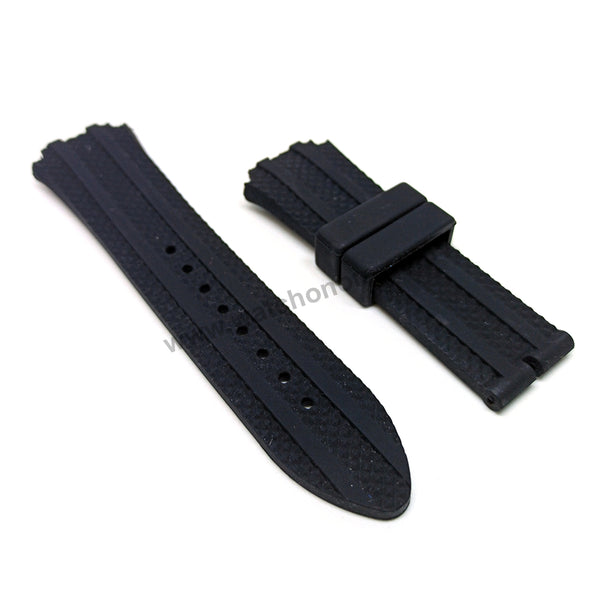 Fits/For Guess Collection GC W0674G6 , W0674G3 , W0674G8 - 20mm Black Rubber Silicone Replacement Watch Band Strap